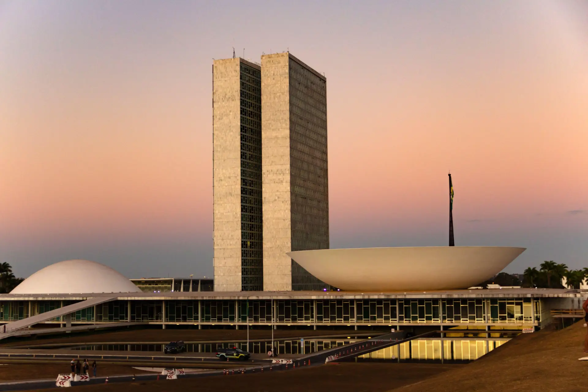 Brasília Cathedral at dusk — Oscar Niemeyer modernism framing the quiet protocol of the federal capital